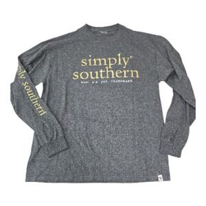 Simply Southern Womens Long SL Graphic T Believe Golden Retriever Dog Christmas